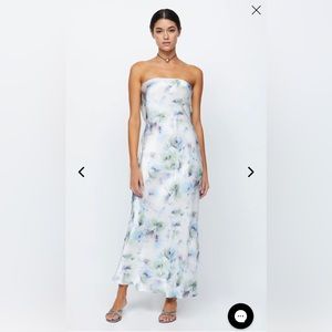 BEC + BRIDGE Moondance strapless dress in watercolor floral. New with tags.